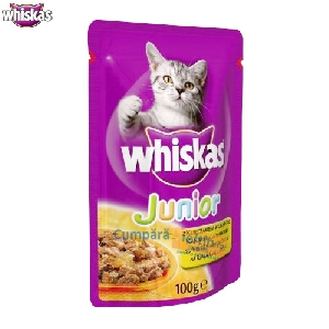 Hrana umeda pisici Whiskas Junior pasare in sos 100 gr