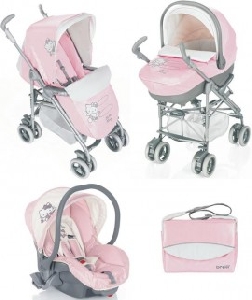 Carucior copii 3in1 Hello Kitty Millestrade Roz - Carucior Carucior copii 3in1 Hello Kitty Millestrade Roz - Carucior
