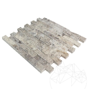 Mozaic Travertin Silver Scapitat 2.5 x 10 cm Mozaic Travertin Silver Scapitat 2.5 x 10 cm