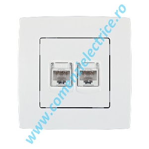 PRIZA TELEFON RJ11 + PRIZA DATE RJ45 ELMARK CITY ALB METALIZAT PRIZA TELEFON RJ11 + PRIZA DATE RJ45 ELMARK CITY ALB METALIZAT