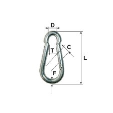 CARABINA ZINCATA CU CLAPETA 4MM / 6MM/5/6MMX40MM CARABINA ZINCATA CU CLAPETA 4MM / 6MM/5/6MMX40MM
