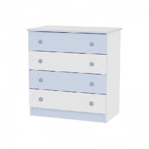 Comoda din lemn cu 4 sertare Dresser Lorelli, White and Blue Comoda din lemn cu 4 sertare Dresser Lorelli, White and Blue