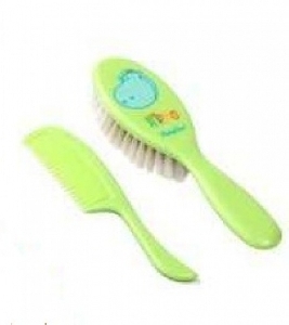 Set perie par natural si piaptan BabyOno, Verde