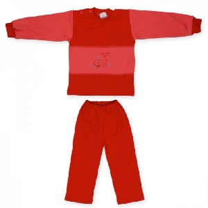Costum 18-24 luni model 21 bumbac Pifou, B08 Rosu caramiziu