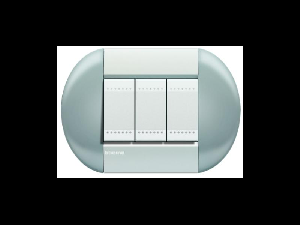 Placa ornament ,3 module, cenusiu, living light, BTICINO