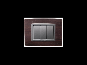 Placa Vitra lemn wenghe, 3 module, mod comanda argintiu