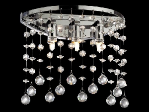 Aplica cu pandantive din cristal sferice si octogonale 3x40W Crom