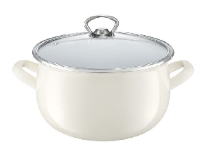 Oala Email cu capac 22 cm, 5.7L Crem Garden Oala Email cu capac 22 cm, 5.7L Crem Garden