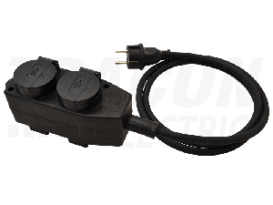 Prelungitor portabil cu cablu din cauciuc, negru KE4-5M 16A/250VAC, IP44, H07RN-F, 3G1.5, 5m, 4×SCHUKO