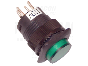 Buton mini cu semnalizare luminoasa, verde MNG-110G 1×NO, 110V AC/DC