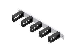 Routing Panel 1U with 5 plastic Cable Clamps 100mm, limited Routing Panel 1U with 5 plastic Cable Clamps 100mm, limited