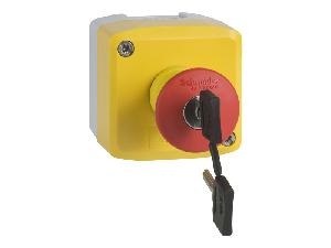 Statie galbena - 1 buton cap ciuperca rosu Ø40 elib. cu cheie 1NC