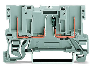 2-pin component carrier block; with diode 1N4007; anode, right side; for DIN-rail 35 x 15 and 35 x 7.5; 4 mm²; gray
