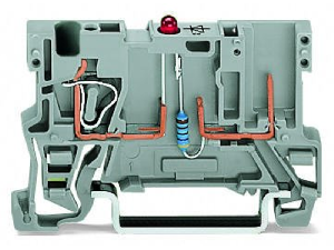1-conductor/1-pin component carrier terminal block; LED (red); 24 VDC; for DIN-rail 35 x 15 and 35 x 7.5; 4 mm²; CAGE CLAMP®; 4,00 mm²; gray