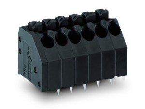THR PCB terminal block; push-button; 1.5 mm²; Pin spacing 3.5 mm; 7-pole; Push-in CAGE CLAMP®; 1,50 mm²; black