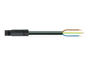 pre-assembled connecting cable; Eca; Plug/open-ended; 3-pole; Cod. A; H05Z1Z1-F 3G 1.5 mm²; 1 m; 1,50 mm²; black