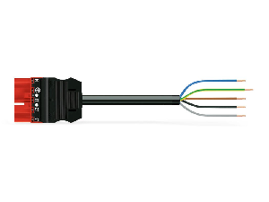 pre-assembled connecting cable; Eca; Plug/open-ended; 5-pole; Cod. P; H05Z1Z1-F 5G 1.5 mm²; 3 m; 1,50 mm²; red