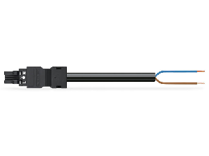 pre-assembled connecting cable; Eca; Socket/open-ended; 2-pole; Cod. A; H05VV-F 2 x 2.5 mm²; 7 m; 2,50 mm²; black