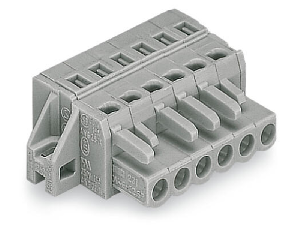 1-conductor female plug; clamping collar; 2.5 mm²; Pin spacing 5 mm; 20-pole; 2,50 mm²; gray