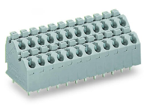Double-deck PCB terminal block; push-button; 1.5 mm²; Pin spacing 5 mm; 2 x 9-pole; Push-in CAGE CLAMP®; 1,50 mm²; agate gray