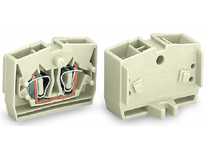 4-conductor end terminal block; suitable for Ex e II applications; without push-buttons; with fixing flange; for screw or similar mounting types; Fixing hole 3.2 mm �; 2.5 mm�; CAGE CLAMP�; 2,50 mm�; light gray