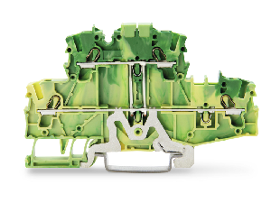 Double-deck terminal block; 4-conductor ground terminal block; PE; without marker carrier; suitable for Ex e II applications; internal commoning; for DIN-rail 35 x 15 and 35 x 7.5; 2.5 mm�; Push-in CAGE CLAMP�; 2,50 mm�; green-yellow