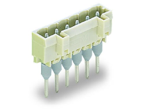 Male connector for rail-mount terminal blocks; 1.2 x 1.2 mm pins; straight; 100% protected against mismating; Pin spacing 5 mm; 8-pole; light gray