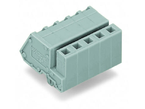 1-conductor female plug; angled; Snap-in mounting feet; 2.5 mm²; Pin spacing 5 mm; 14-pole; 2,50 mm²; gray