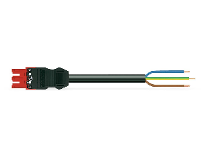 pre-assembled connecting cable; Eca; Socket/open-ended; 3-pole; Cod. P; H05Z1Z1-F 3G 1.5 mm²; 1 m; 1,50 mm²; red