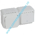 INTRERUPATOR BIPOLAR + PRIZA 2P+T IP44 LEGRAND FORIX, 16A, GRI