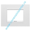 PLACA (RAMA) ORNAMENT GEWISS CHORUS LUX METAL, 3 MODULE, ALB MONOCROM