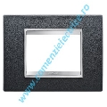 PLACA (RAMA) ORNAMENT GEWISS CHORUS LUX PIELE, 3 MODULE, NEGRU