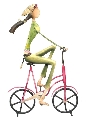 Fata cu bicicleta din metal