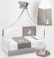 Lenjerie 3 piese cu broderie 120 x 60 Somn Usor BebeDeco, Alb cu gri