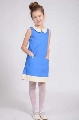 Rochie in silueta A albastra si contrast crem 1384 Art Limited, 8 ani