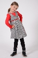 Rochie din stofa Alb-Negru cu cordon si vipusca rosie model 1447 Art Limited, 6 ani