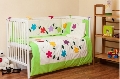 Lenjerie patut 5 piese 70 x 140 cm Flori brodate Kids Decor, Verde