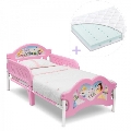 Set pat cu cadru metalic Disney si saltea pentru patut Dreamily 140 x 70 x 10 cm Delta Children, Princess