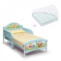 Set pat cu cadru metalic Disney si saltea pentru patut Dreamily 140 x 70 x 10 cm Delta Children, Winnie the Pooh