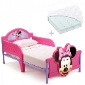 Set pat cu cadru metalic Disney si saltea pentru patut Dreamily 140 x 70 x 10 cm Delta Children, Minnie Mouse 3D