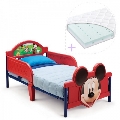 Set pat cu cadru metalic Disney si saltea pentru patut Dreamily 140 x 70 x 10 cm Delta Children, Mickey Mouse 3D