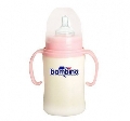 Biberon cu manere si tetina din silicon Wide Neck PP 250 ml Bambino, Roz