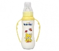 Biberon cu manere si tetina din silicon Natural PP 250 ml Bambino, Galben