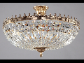 Candelabru Diamant Crystal Tiara 6 becuri dulie E14, 230V,D.54cm, H.37 cm,Auriu