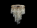 Plafoniera Diamant Crystal Cascade,7 becuri dulie E14, 230V,D.42cm, H.50 cm,Auriu