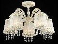 Candelabru Elegant Omela,5 becuri dulie E14, 230V,D.62cm, H.36 cm,Alb-auriu