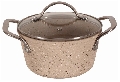Oala cu capac sticla cu invelis stone effect 16cm Stone