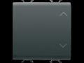 THREE-WAY SWITCH 1P 250V ac - 10AX - NEUTRAL - SYMBOL UP-DOWN - 2 MODULES - BLACK - CHORUS