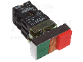 Buton dublu P-O, verde+rosu(in relief),cu rezistor, iluminat NYKK8475 1×NC+1×NO, 3A/230V AC, IP42