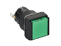 Lampa pilot patrata Ø16 - IP65 - verde - LED 24VDC integr. polariz - conector